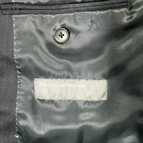 Perry Ellis Portfolio Blazer Sports Coat Men’s 44S Dark Navy 100% Wool Casual - Picture 3 of 8